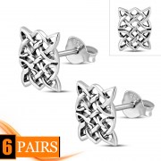 Rectangle Celtic Knot Stud Silver Earrings, ep284st